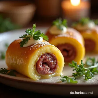 Knusprige HackfleischK&auml;seRolle Das Saftige Einfache Bl&auml;tterteigRezept Rezeptkarte