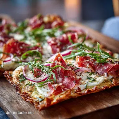 Low Carb Flammkuchen Els&auml;sser Art Hauchd&uuml;nn KnusperGarantie Rezeptkarte