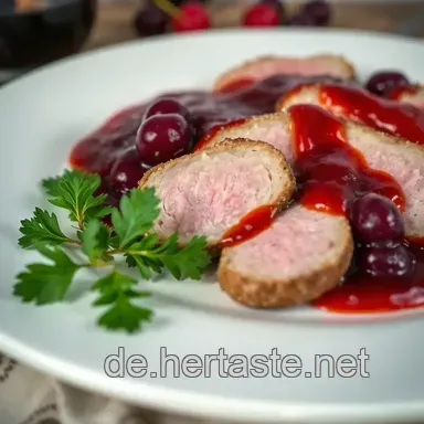 K&ouml;stliches Rezept Barbarie Entenbrust mit Himbeer-Sauce f&uuml;r jeden Anlass Rezeptkarte