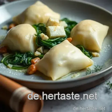 K&ouml;stliche vegetarische Maultaschen &ndash; Schw&auml;bischer Genuss mit Herz Rezeptkarte