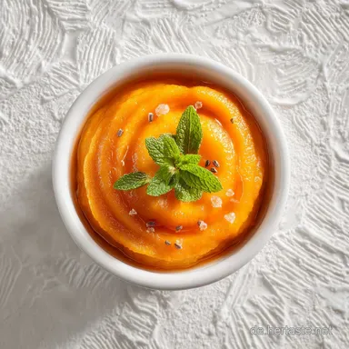 K&uuml;rbis-Sellerie-P&uuml;ree mit fruchtiger Sauce - Vegan & Low Carb Rezeptkarte