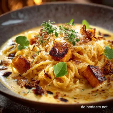 K&uuml;rbispesto Rezept: Cremiges Herbst-Highlight mit ger&ouml;stetem Hokkaido Rezeptkarte