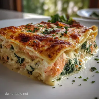 Lachs-Spinat-Lasagne f&uuml;r 4 Portionen Rezeptkarte