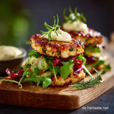 Low Carb Chickenburger Salat Saftige Patties und rauchige Aioli Rezeptkarte