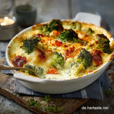 Low Carb BrokkoliKarottenGratin: Cremig, Käsig Einfach Rezeptkarte