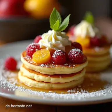 Mini Pancakes Spie&szlig;e mit Obst Das PartyHighlight Rezeptkarte