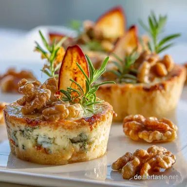 MiniQuiche mit Gorgonzola Birnen und Waln&uuml;ssen: Das perfekte Fingerfood! Rezeptkarte