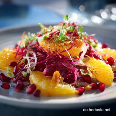 M&ouml;hrensalat mit Orangensaft Dressing: Schneller Vitaminkick f&uuml;r Grill Sommer Rezeptkarte