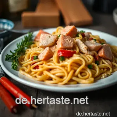 K&ouml;stlicher Nudel-Lachs-Auflauf mit cremiger Senf-Sauce &ndash; Einfach und Lecker! Rezeptkarte