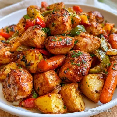 Ofengem&uuml;se mit H&auml;hnchen f&uuml;r 4 Personen Rezeptkarte