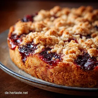 Omas bester Zwetschgenkuchen Saftiger M&uuml;rbeteig und knusprige Streusel Rezeptkarte