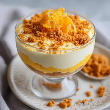 Orangen Cheesecake Dessert im Glas f&uuml;r 4 Portionen Rezeptkarte