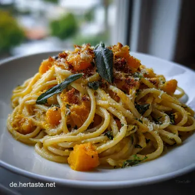 Pasta mit K&uuml;rbis: Cremiger Seelenw&auml;rmer mit Salbei-Butter Rezeptkarte