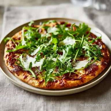 Pizza mit Rucola Rezept: F&uuml;r 2 Portionen Rezeptkarte