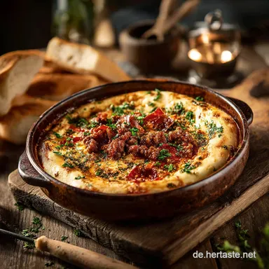 Cremige Pizzasuppe mit Hackfleisch Der herzhafte PartyKlassiker Rezeptkarte