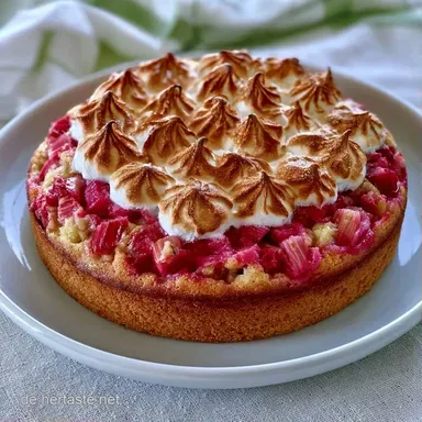 Rhabarber-Baiser-Kuchen f&uuml;r 12 Personen Rezeptkarte