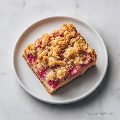 Rhabarberkuchen Mit Streuseln: Knusprig Rezeptkarte