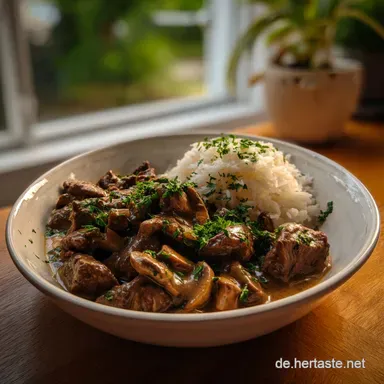 Rinderfilet Stroganoff: Original Rezept in 30 Minuten Rezeptkarte