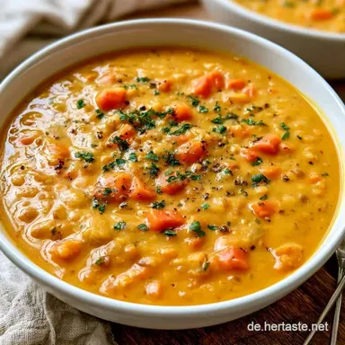 Rote Linsensuppe mit M&ouml;hren und Paprika Rezeptkarte
