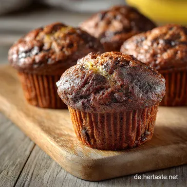 Saftigste Bananen Schoko Muffins Einfach und perfekt f&uuml;r Kinder Rezeptkarte