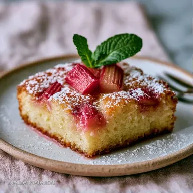 Rhabarberkuchen f&uuml;r 12 Personen: Luftig Rezeptkarte