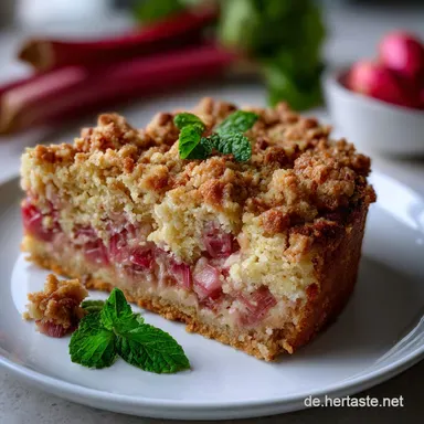 Rhubarb Crumble Cake: Saftiger Rhabarberkuchen Rezept Rezeptkarte