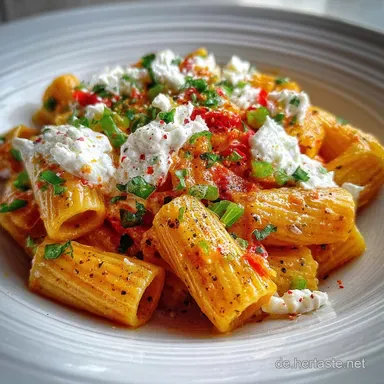 Scharfes Burrata Rigatoni Rezept f&uuml;r 2 Portionen Rezeptkarte