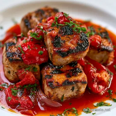 Schaschlik mit Sauce f&uuml;r 4 Portionen Rezeptkarte