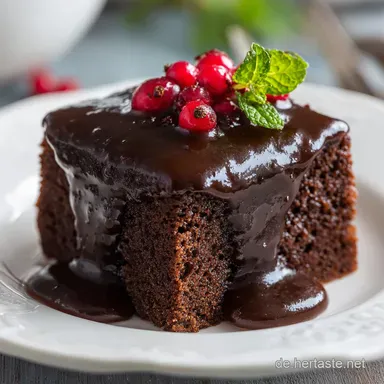 Schoko Pudding Kuchen mit Vanillepudding in 60 Minuten