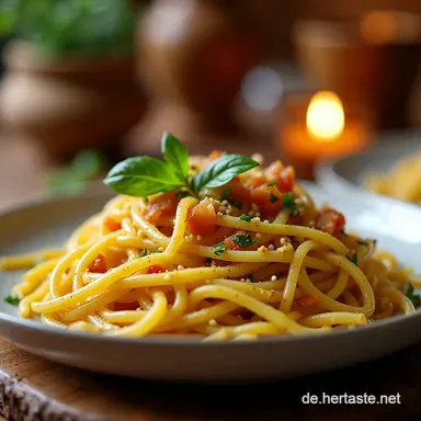 Spaghetti Aglio e Olio Italienischer Genuss blitzschnell Rezeptkarte
