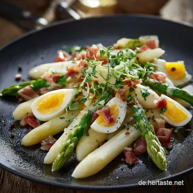 Spargelsalat mit Ei und Schinken Omas Klassiker mit Vinaigrette Rezeptkarte