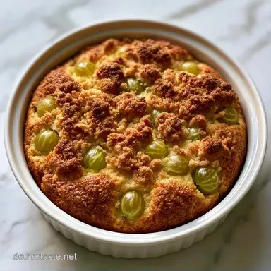 Stachelbeerkuchen mit Streuseln: Golden Rezeptkarte