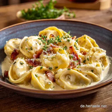 Tortellini mit Sahneso&szlig;e f&uuml;r 2 Personen Rezeptkarte