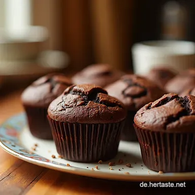 Schokoladige Schokoladenmuffins Teigliebe saftig dank Buttermilch Kaffee Rezeptkarte