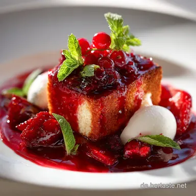 WindbeutelDessert mit Roter Gr&uuml;tze Der norddeutsche DessertKlassiker Rezeptkarte