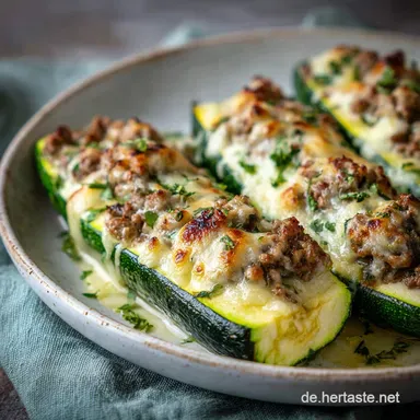 Zucchini Gef&uuml;llt Mit Hackfleisch f&uuml;r 4 Portionen Rezeptkarte