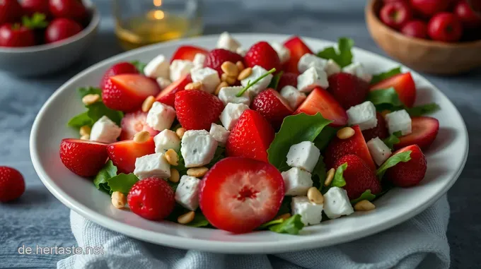 Erfrischender Erdbeersalat mit Feta und Walnüssen