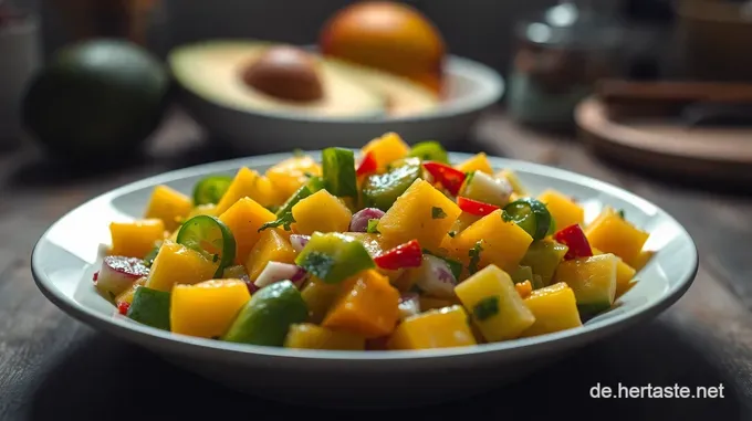 Frischer Mango-Avocado-Salat mit Limetten-Dressing