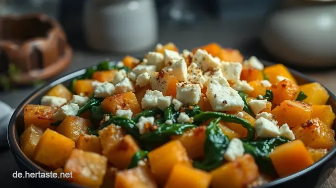 Herzhaft gefüllte Süßkartoffeln mit Feta und Spinat