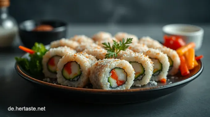 Köstlicher Tempura Maki mit Gemüse und knusprigem Teig