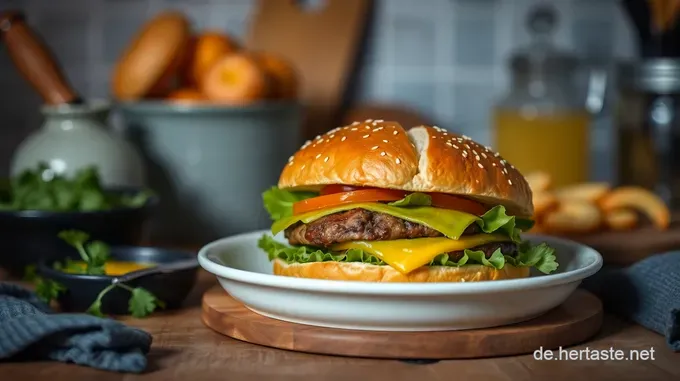 Saftiger Hamburger mit hausgemachtem Brioche-Brötchen