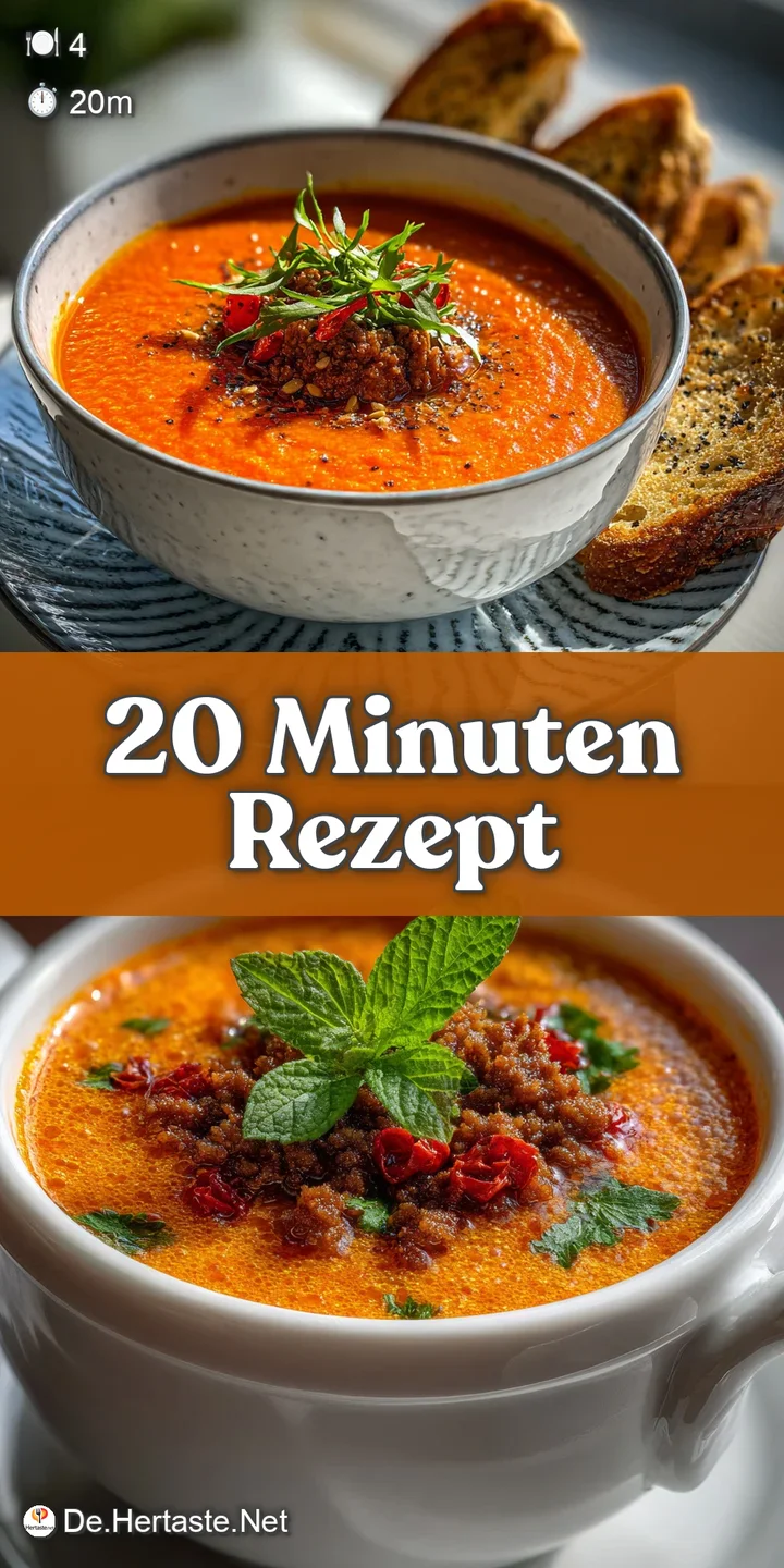 Close-up of a spoonful of hearty, red soup lifting with visible chunks of ground meat, melting cheese, and glistening broth.