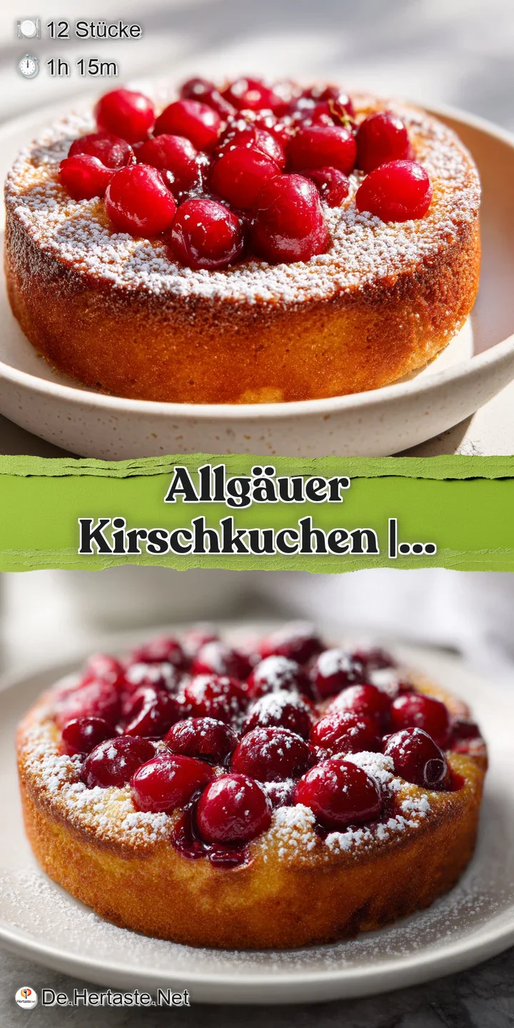 Nahaufnahme von saftigen, dunkelroten Kirschen in einem fluffigen, hellen Teig mit gl&auml;nzendem Fruchtspiegel.
