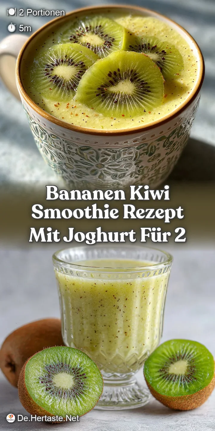 Close-up of a vibrant green kiwi banana smoothie, highlighting its smooth texture and appealing, naturally sweet look.