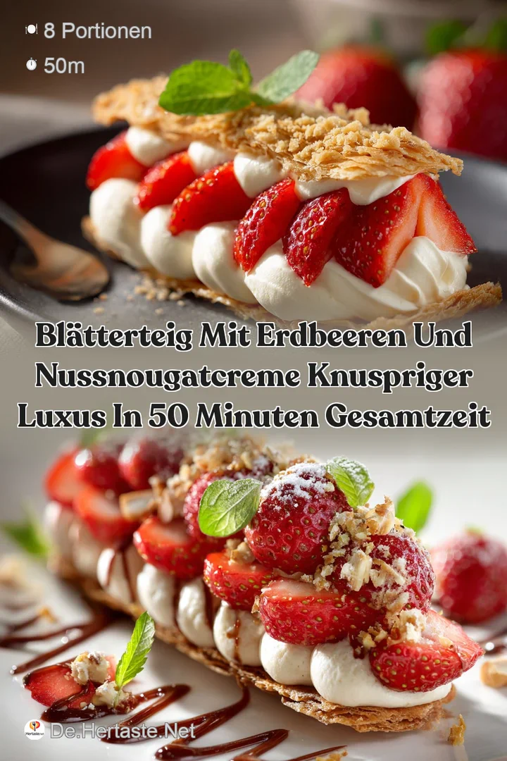 Bl&auml;tterteig mit Erdbeeren und NussNougatCreme Knuspriger Luxus in 50 Minuten Gesamtzeit
