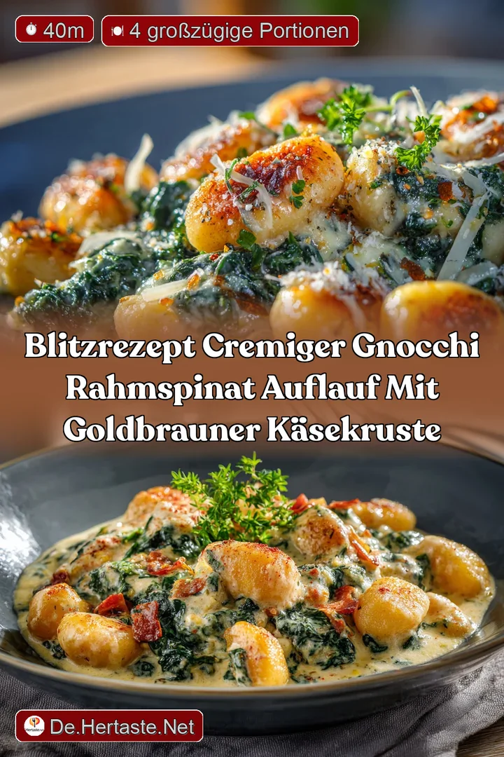 BlitzRezept Cremiger Gnocchi Rahmspinat Auflauf mit goldbrauner K&auml;sekruste