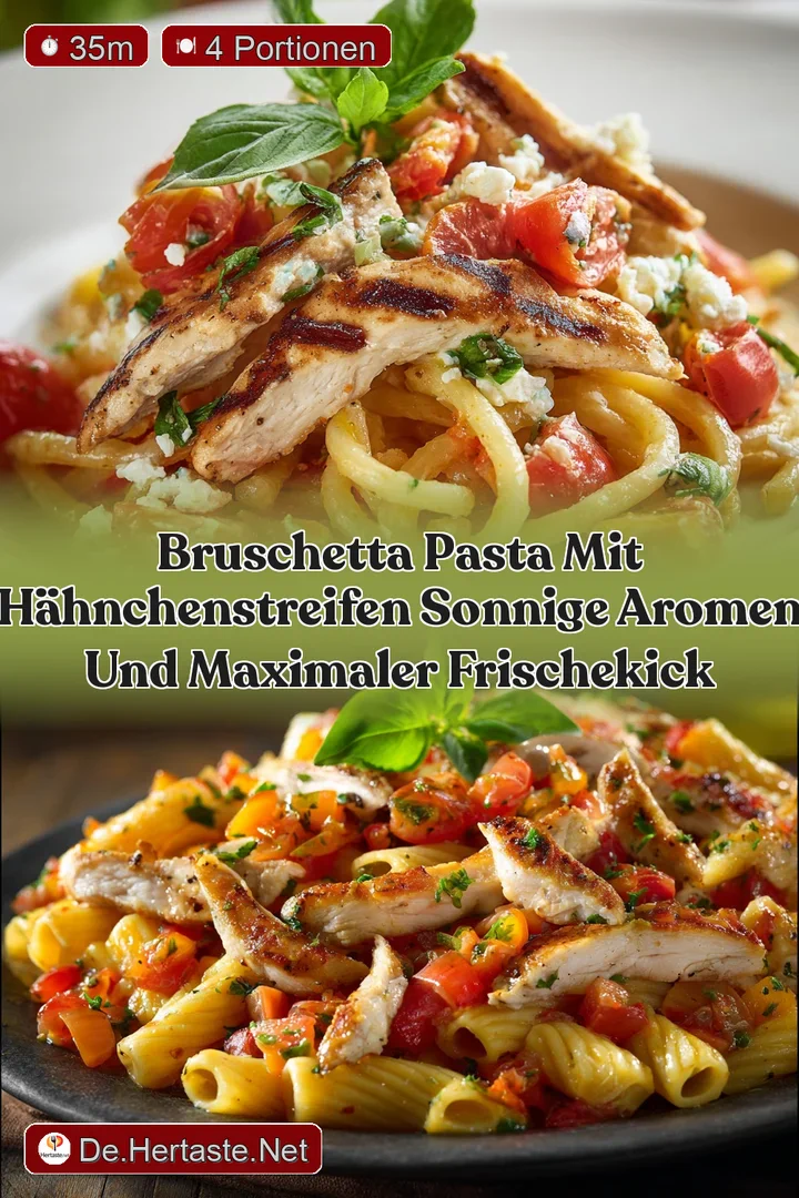 Bruschetta Pasta mit H&auml;hnchenstreifen Sonnige Aromen und maximaler FrischeKick