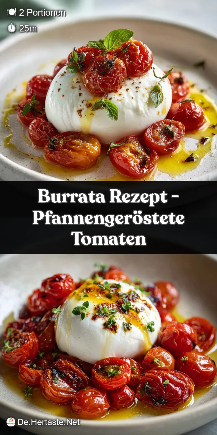 Close-up of a creamy burrata, glistening next to blistered, juicy cherry tomatoes. Hints of char and fresh basil complete ...