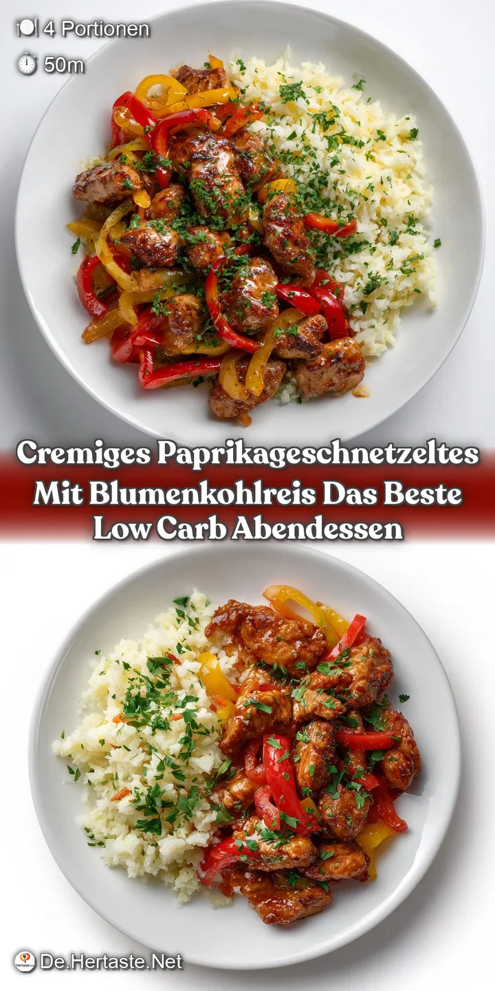 Cremiges Paprikageschnetzeltes mit Blumenkohlreis Das beste Low Carb Abendessen