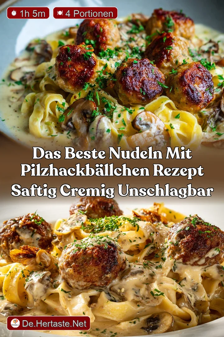 Das beste Nudeln mit PilzHackb&auml;llchen Rezept Saftig cremig unschlagbar